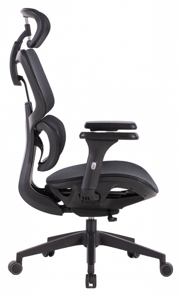 Черен ергономичен стол. 