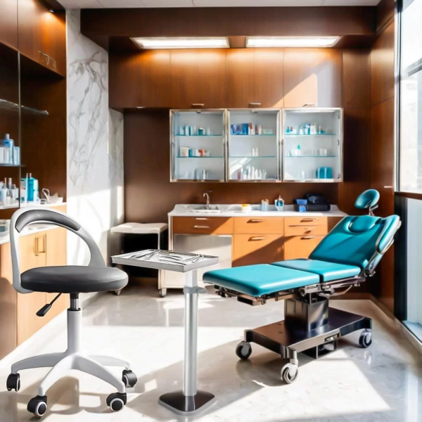 Оперативен стол в сив цвят.