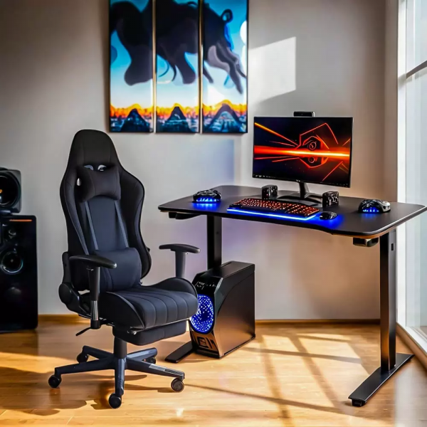 Геймърски стол в черен цвят.