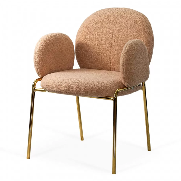 Бежов трапезен стол със златисти крака.