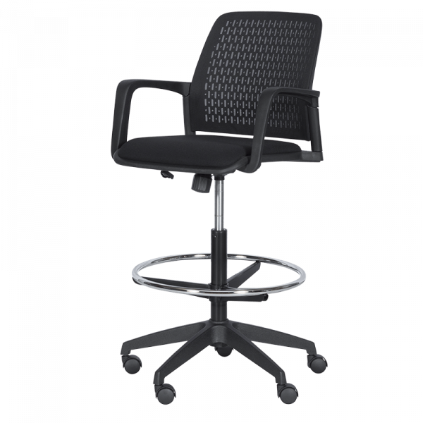 ОФИС СТОЛ 7556 BLACK, ДАМАСКА + МЕШ, ЧЕРЕН