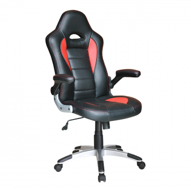 ГЕЙМЪРСКИ СТОЛ FORM ЕКО КОЖА ЧЕРЕН + ЧЕРВЕН