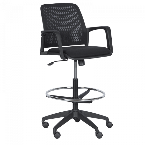 ОФИС СТОЛ 7556 BLACK, ДАМАСКА + МЕШ, ЧЕРЕН