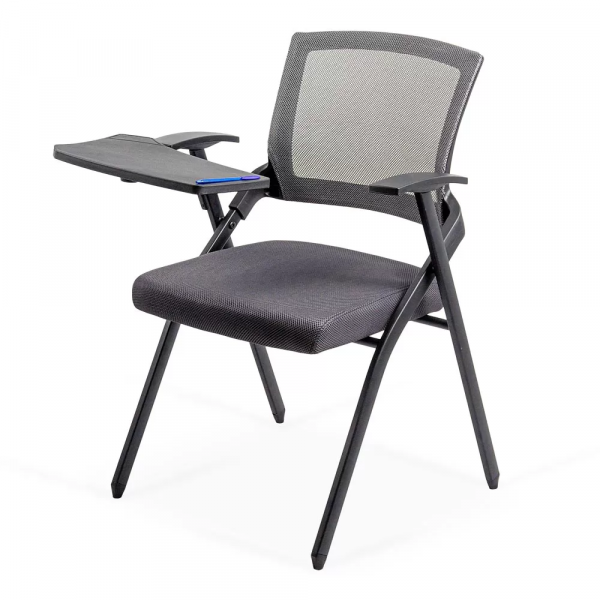 Посетителски стол в сив цвят.