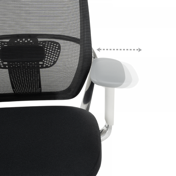 Черен ергономичен стол Vaud с бяла рамка.