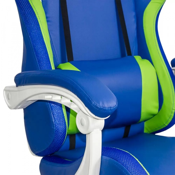 Геймърски стол в син цвят.