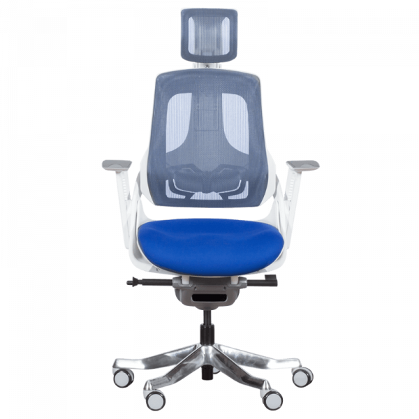 Ергономичен стол в син цвят.