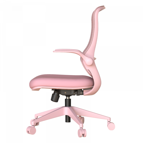 Светлорозов ергономичен стол.
