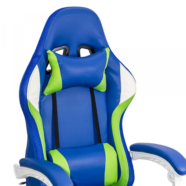 Геймърски стол в син цвят.