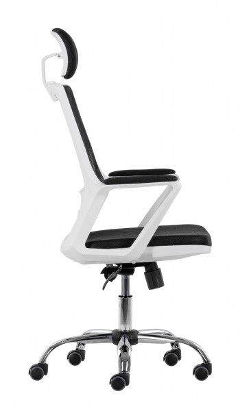 СТОЛ ДИРЕКТОРСКИ MARS WHITE 1 ХРОМ КОЖА ЧЕРЕН