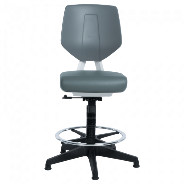 Работен стол в сив цвят.