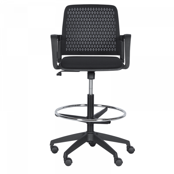 ОФИС СТОЛ 7556 BLACK, ДАМАСКА + МЕШ, ЧЕРЕН