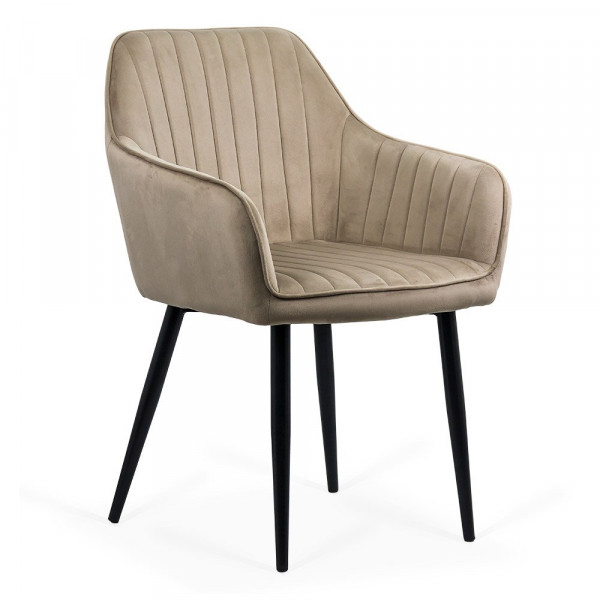 Трапезен стол в бежов цвят.