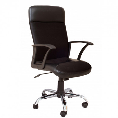 ДИРЕКТОРСКИ СТОЛ LARGO STEEL МЕШ/КОЖА ХРОМ ЧЕРЕН