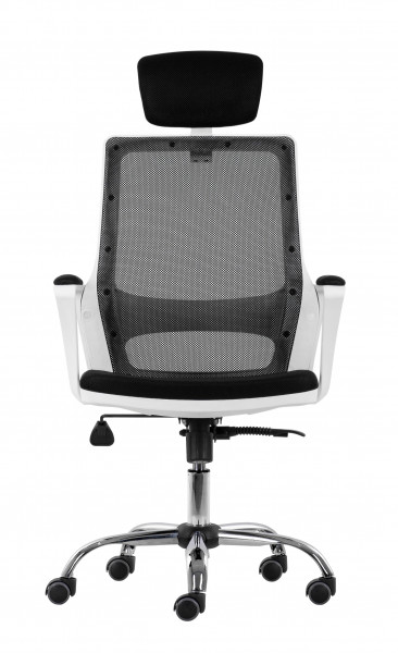 СТОЛ ДИРЕКТОРСКИ MARS WHITE 1 ХРОМ КОЖА ЧЕРЕН