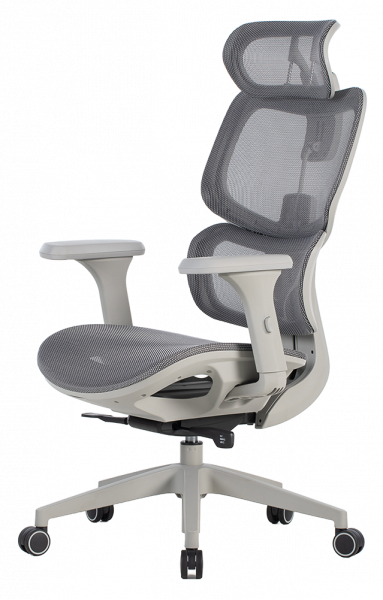 Сив ергономичен стол.