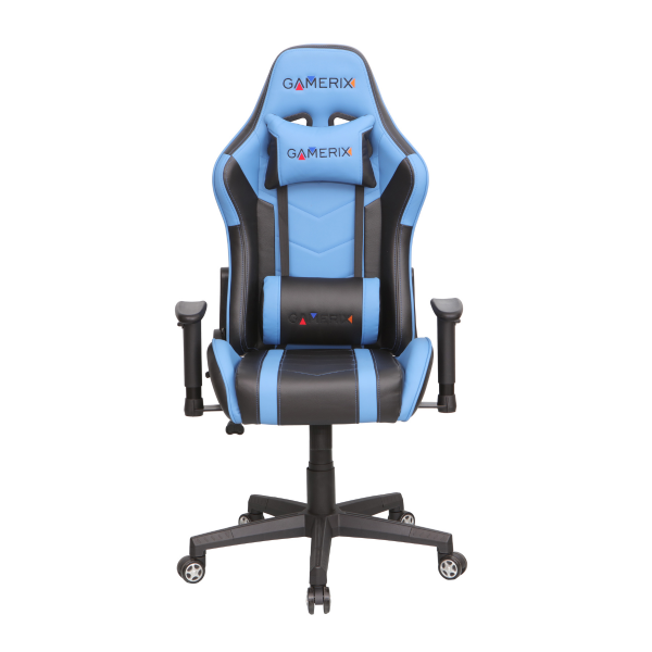 Син геймърски стол.