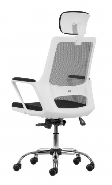 СТОЛ ДИРЕКТОРСКИ MARS WHITE 1 ХРОМ КОЖА ЧЕРЕН