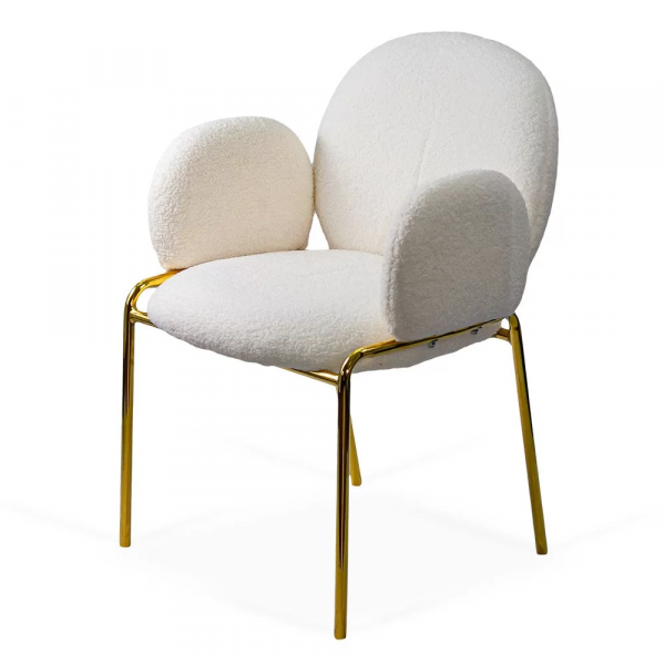 Кремав трапезен стол със златисти крака.