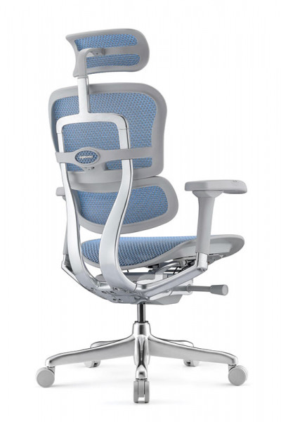 Ергономичен стол в син цвят.